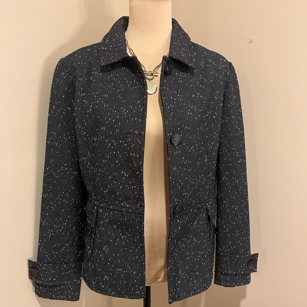 Mary McFadden Black and White Tweed Blazer